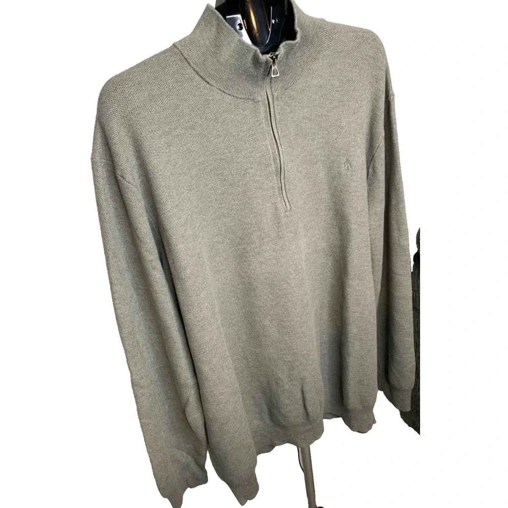 Polo Ralph Lauren Gray Mock Neck 1/4 Zip Pima Cotton Sweater Men's 4XLT